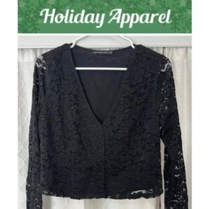 Abercrombie & Fitch Black Lace Crop Top/Size Medium